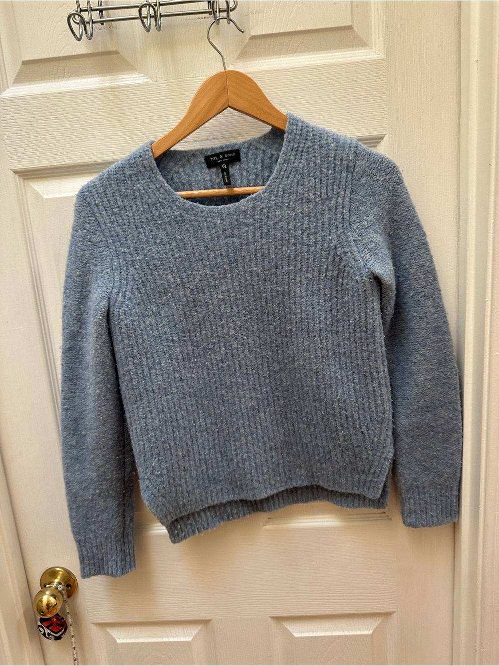 rag & bone Heather Blue Ribbed Crewneck Sweater